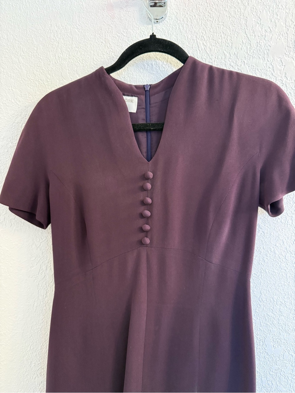 Jones New York Plum Short-Sleeve Midi Dress with Covered Buttons